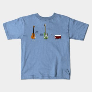 The Guitar, The Bass, and the Snare Drum Kids T-Shirt